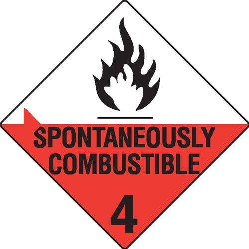 Spontaneously Combustible 4 Hazchem Sign